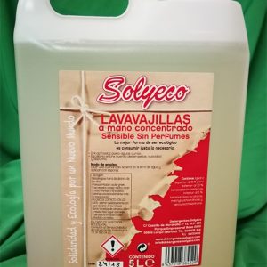 LAVAVAJILLAS A MANO CONCENTRADO SIN PERFUME SOLYECO 5L