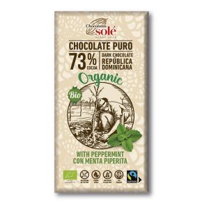 CHOCOLATE NEGRO 73 % CON MENTA SOLÉ 100 GR