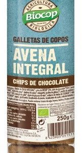 GALLETAS DE COPOS DE AVENA CHIPS DE CHOCOLATE  BIOCOP 250GR