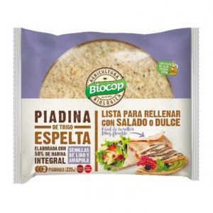 PIADINA DE TRIGO DE ESPELTA CON SEMILLAS DE LINO Y AMAPOLA BIOCOP 225GR